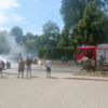Pożar busa w Dobrzeniu Wielkim. DK454 była całkowicie zablokowana