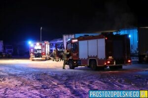 Pożar warsztatu  samochodowego w Chróścinie. Jeden ze strażaków został ranny i zabrany do szpitala.(Zdjęcia)
