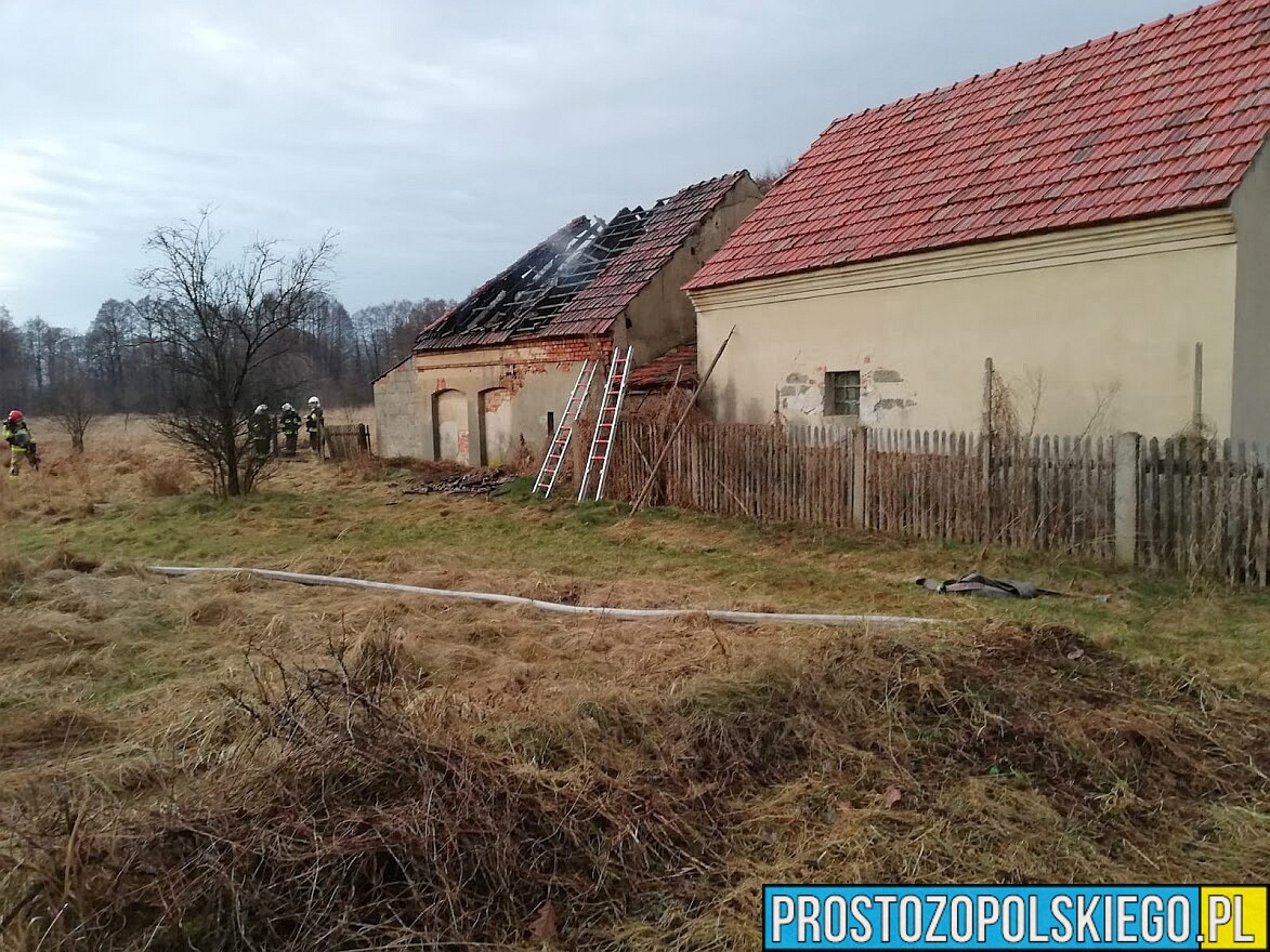 Pożar stodoły i auta w miejscowości Przysiecz. (Zdjęcia)