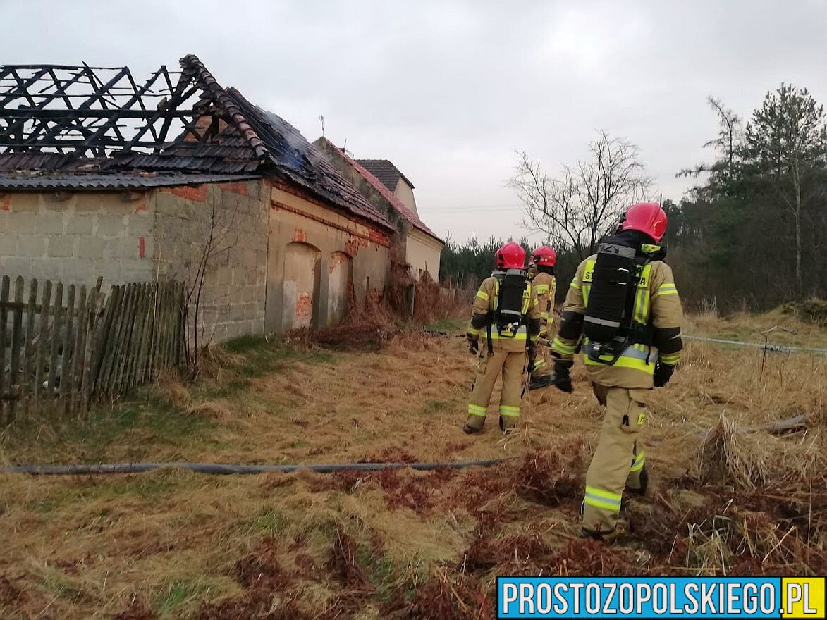 Pożar stodoły i auta w miejscowości Przysiecz. (Zdjęcia)
