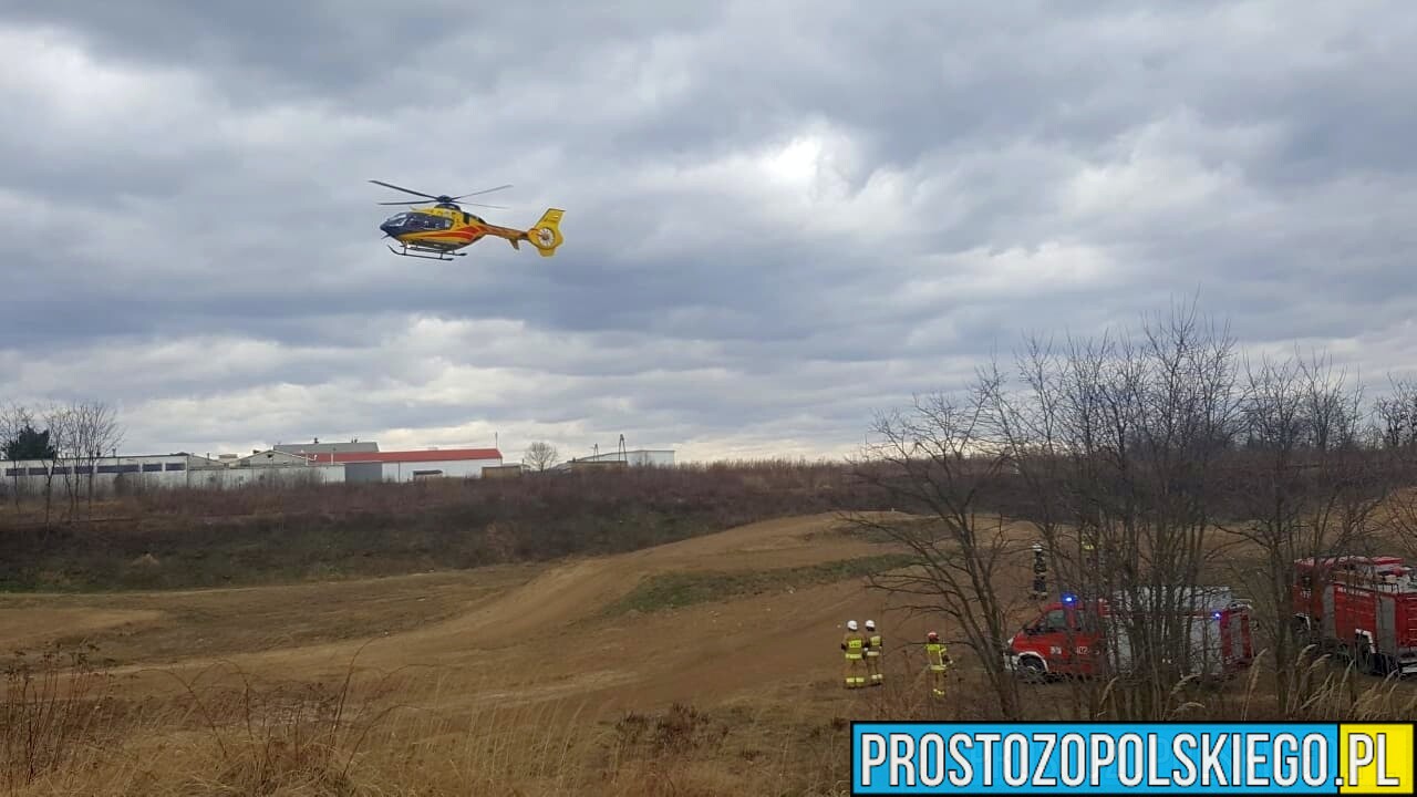 Wypadek na torze motocrossowym w Grodkowie. Poszkodowanego zabrał śmigłowiec LPR Ratownik23.(Zdjęcia)