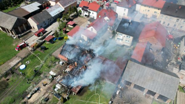 Pożar budynków w miejscowości Łany.(Zdjęcia z drona).