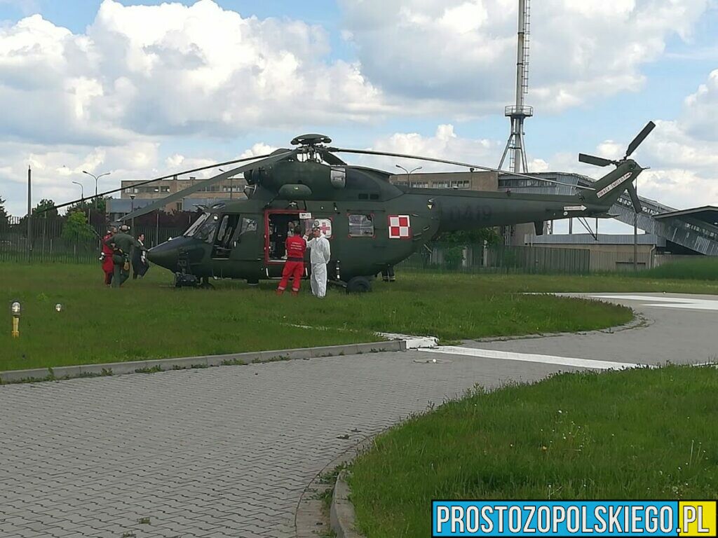 Lądowanie wojskowego śmigłowca LPR-u w USK w Opolu.