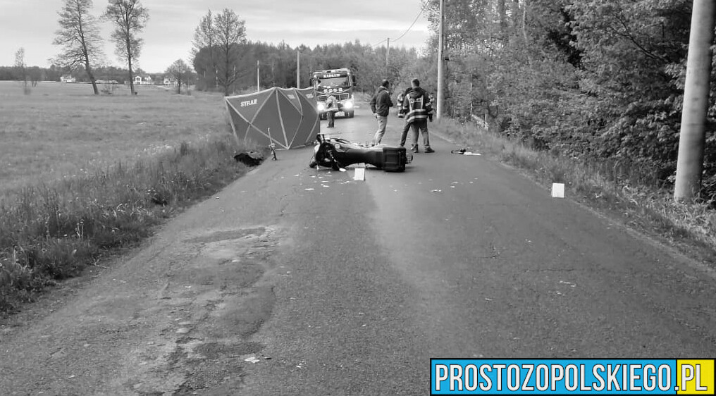 Wypadek śmiertelny motocyklisty pod Kadłubem w powiecie strzeleckim.