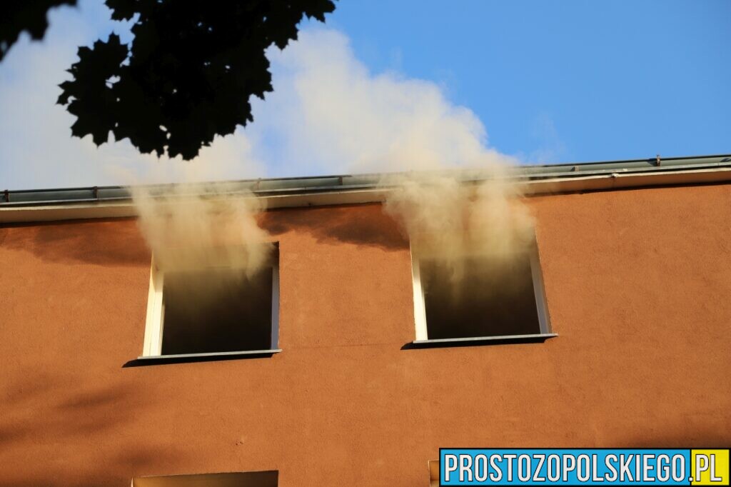 Pożar mieszkania na osiedlu Dambonia w Opolu.