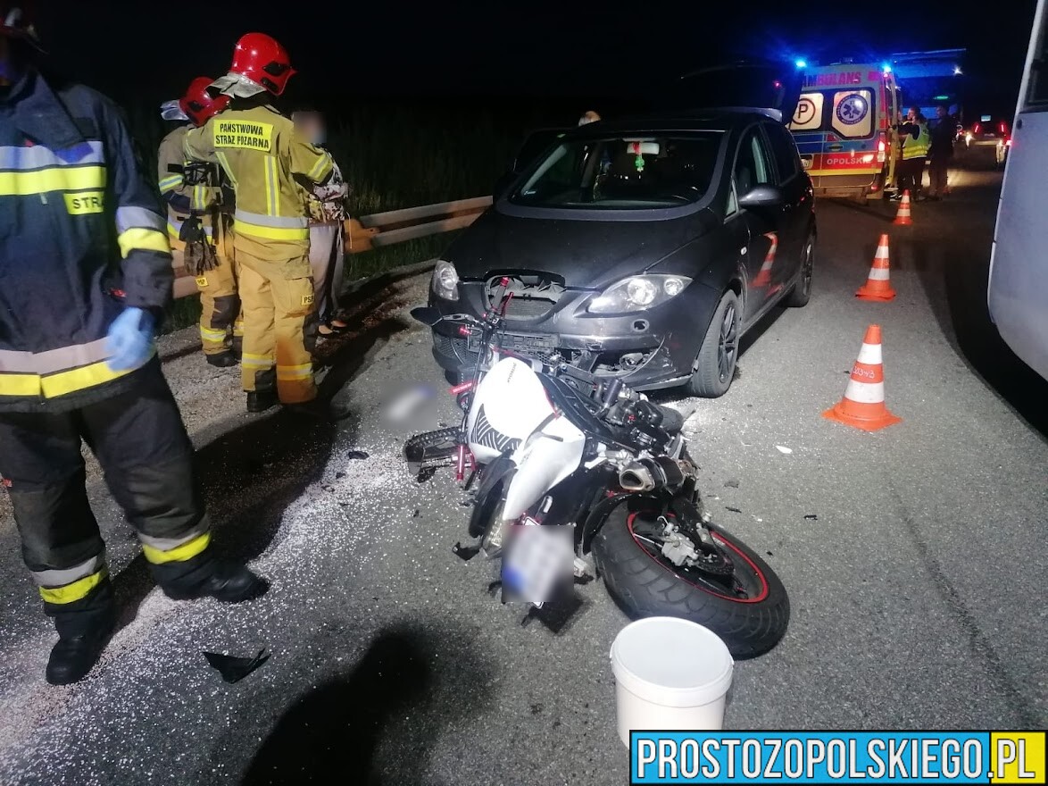 Zderzenie motocyklisty z autem w miejscowości Sosnówka.(Zdjęcia)