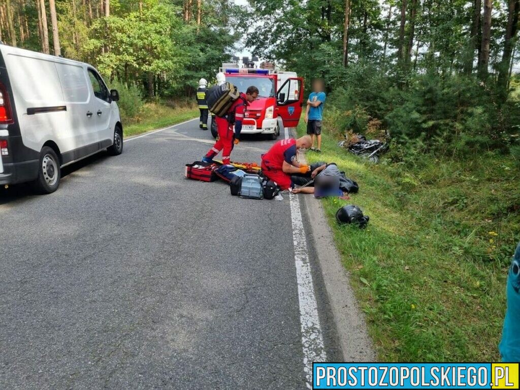 Wypadek motocyklisty w Szydłowie.Na miejscu lądował LPR (Zdjęcia)
