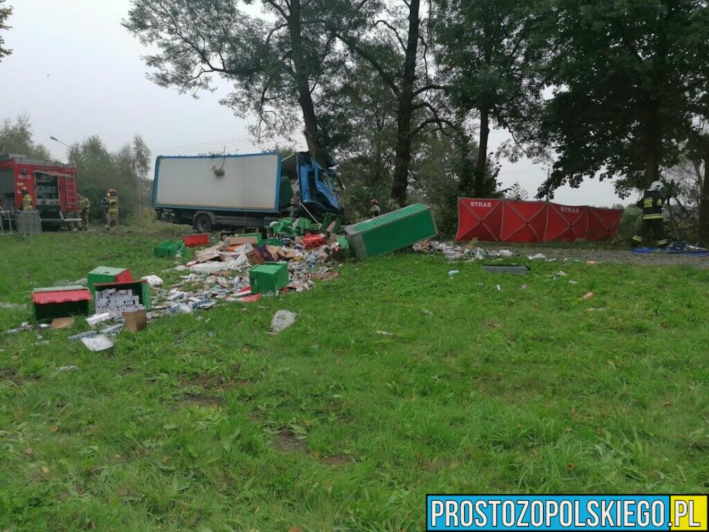 Śmiertelny wypadek w Ujeździe w powiecie strzeleckim. Kierowca ciężarówki zginął na miejscu.