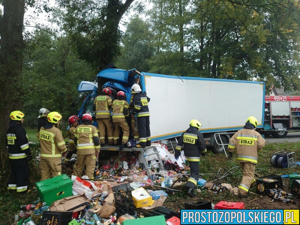 Śmiertelny wypadek w Ujeździe w powiecie strzeleckim. Kierowca ciężarówki zginął na miejscu.