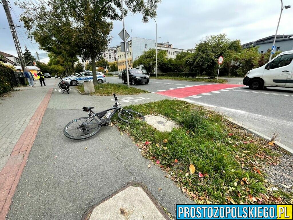 72-latek w bmw potrącił rowerzystę na oznakowanym przejeździe dla rowerów w Opolu. Rowerzysta był nietrzeźwy.(Zdjęcia)
