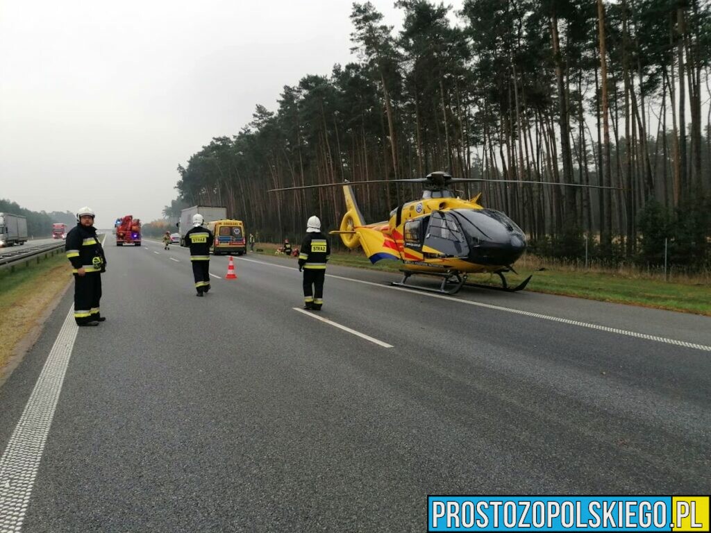 Wypadek na autostradzie A4.Na miejscu lądował LPR Ratownik23.(Zdjęcia)