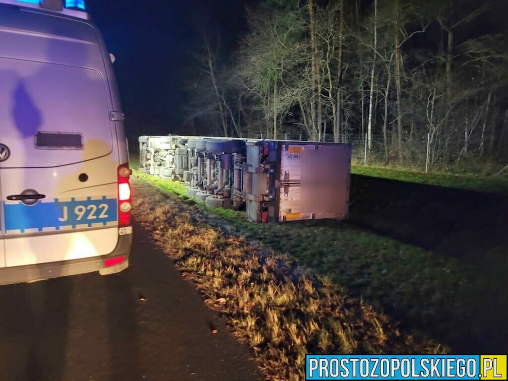 Wypadek tira na autostradzie A4.Rannego kierowcę zabrał LPR Ratownik23.(Zdjęcia