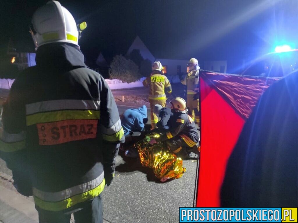 Auto potrąciło kobietę na DK45 w miejscowości Bierdzany.(Zdjęcia)