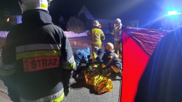 Auto potrąciło kobietę na DK45 w miejscowości Bierdzany.(Zdjęcia)