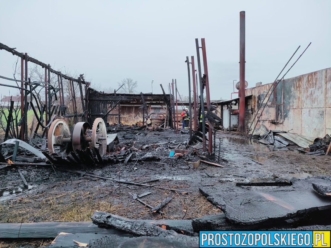 Policjanci zatrzymali 20-latka podejrzanego o podpalenie tartaku w Prószkowie.(Zdjęcia)