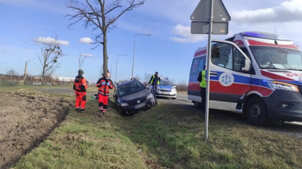 25-latek zawracał autem i wpadł do rowu na DK46 Opole-Niemodlin.
