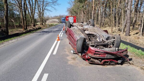 Dachowanie bmw na DW 423 pomiędzy Kłodnica a Januszkowicami.(Zdjęcia)