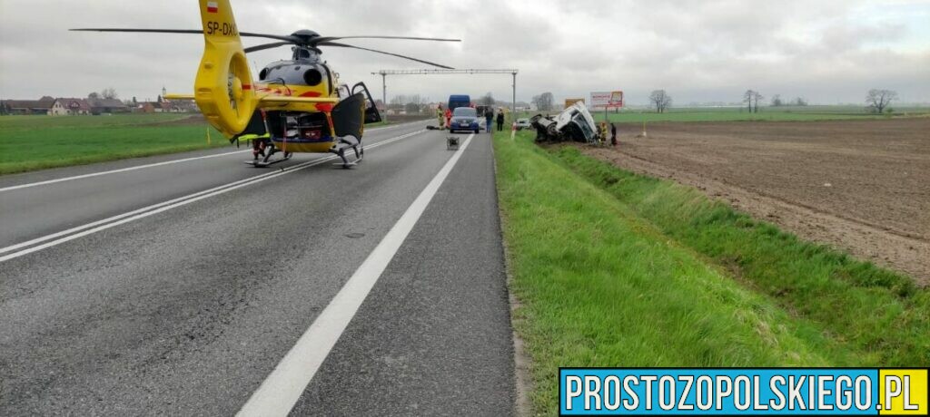 Wypadek na obwodnicy Opola. Zderzyły się tam dwie ciężarówka bus i osobówka. Na miejscu lądował LPR.(Zdjęcia&Wideo)