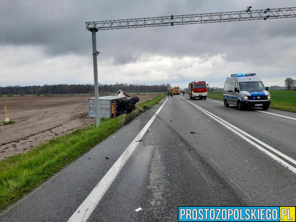 Wypadek na obwodnicy Opola. Zderzyły się tam dwie ciężarówka bus i osobówka. Na miejscu lądował LPR.(Zdjęcia&Wideo)