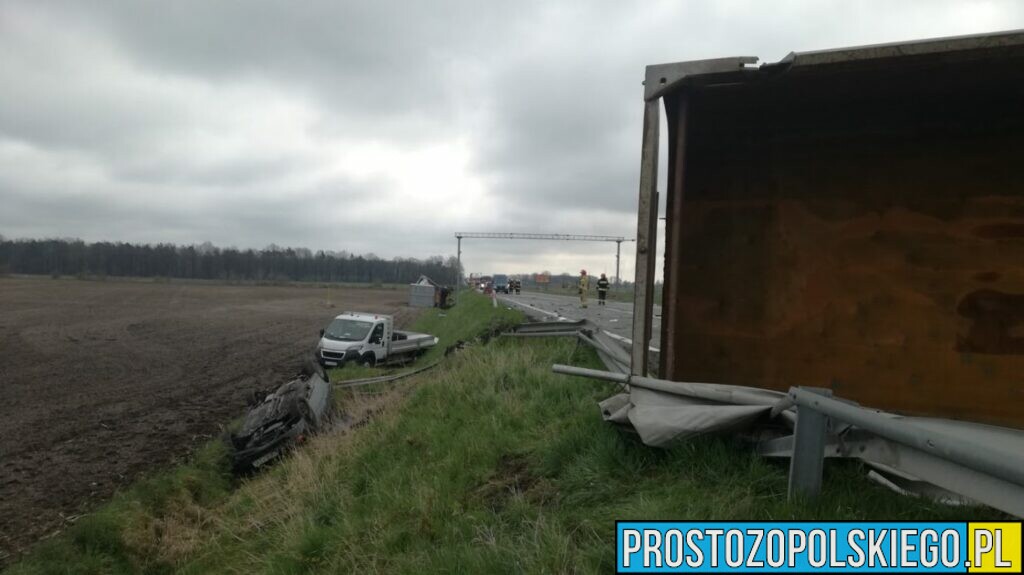 Wypadek na obwodnicy Opola. Zderzyły się tam dwie ciężarówka bus i osobówka. Na miejscu lądował LPR.(Zdjęcia&Wideo)