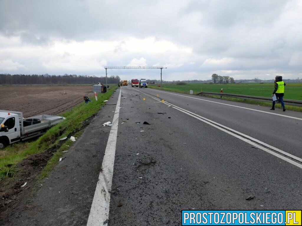 Wypadek na obwodnicy Opola. Zderzyły się tam dwie ciężarówka bus i osobówka. Na miejscu lądował LPR.(Zdjęcia&Wideo)