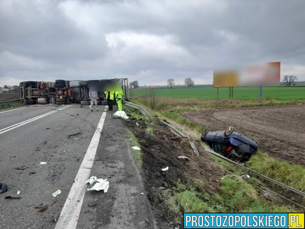 Wypadek na obwodnicy Opola. Zderzyły się tam dwie ciężarówka bus i osobówka. Na miejscu lądował LPR.(Zdjęcia&Wideo)