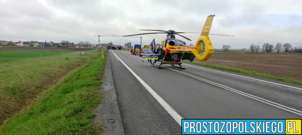 Wypadek na obwodnicy Opola. Zderzyły się tam dwie ciężarówka bus i osobówka. Na miejscu lądował LPR.(Zdjęcia&Wideo)