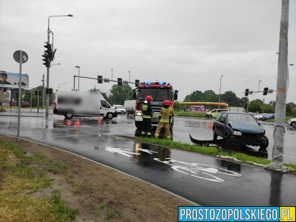 Zderzenie osobówki z pomocą drogowa na skrzyżowaniu ulic Wrocławska-Partyzancka w Opolu.(Zdjęcia)