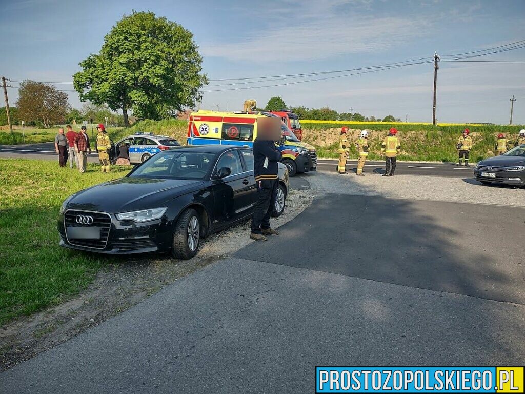 Zderzenie audi z busem na DW454 w Biestrzykowicach koło Namysłowa.(Zdjęcia)