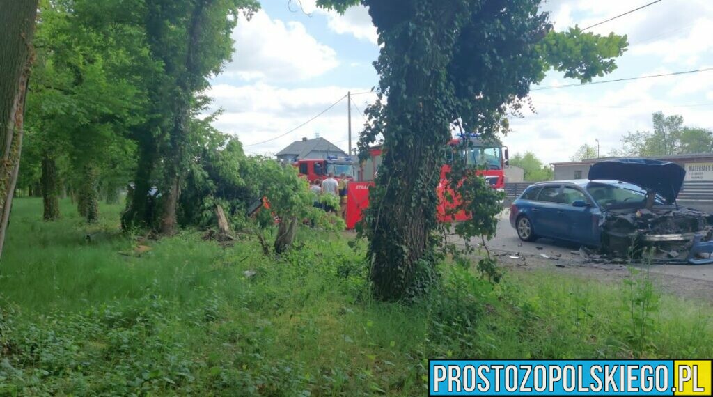 Wypadek w miejscowości Dobra koło Krapkowic. Na miejscu lądował LPR Ratownik23.(Zdjęcia)