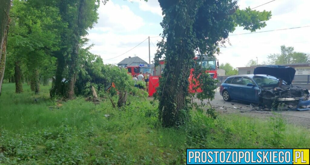 Wypadek w miejscowości Dobra koło Krapkowic. Na miejscu lądował LPR Ratownik23.(Zdjęcia)