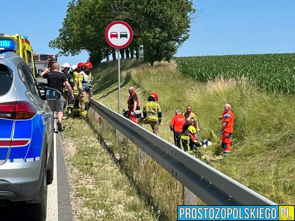 Wypadek śmiertelny motocyklisty w miejscowości Dobroszowice koło Prudnika DW414.(Zdjęcia&Wideo)