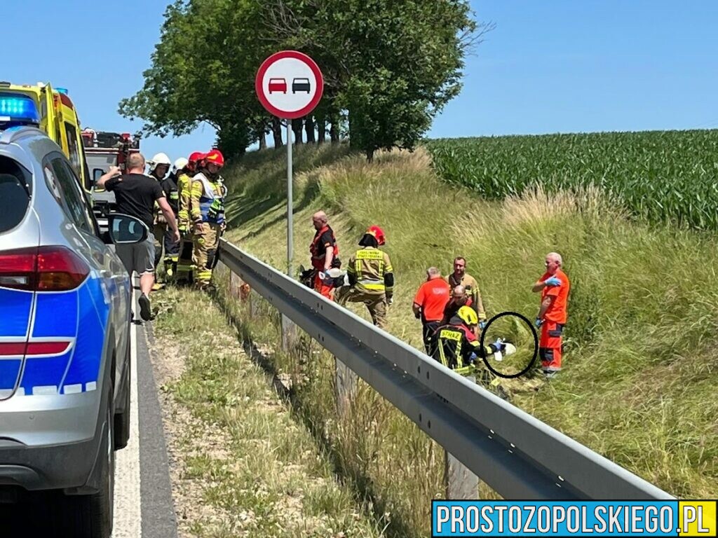 Wypadek śmiertelny motocyklisty w miejscowości Dobroszowice koło Prudnika DW414.(Zdjęcia&Wideo)