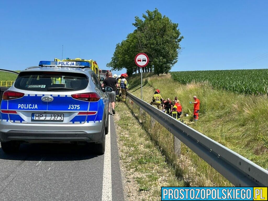 Wypadek śmiertelny motocyklisty w miejscowości Dobroszowice koło Prudnika DW414.(Zdjęcia&Wideo)