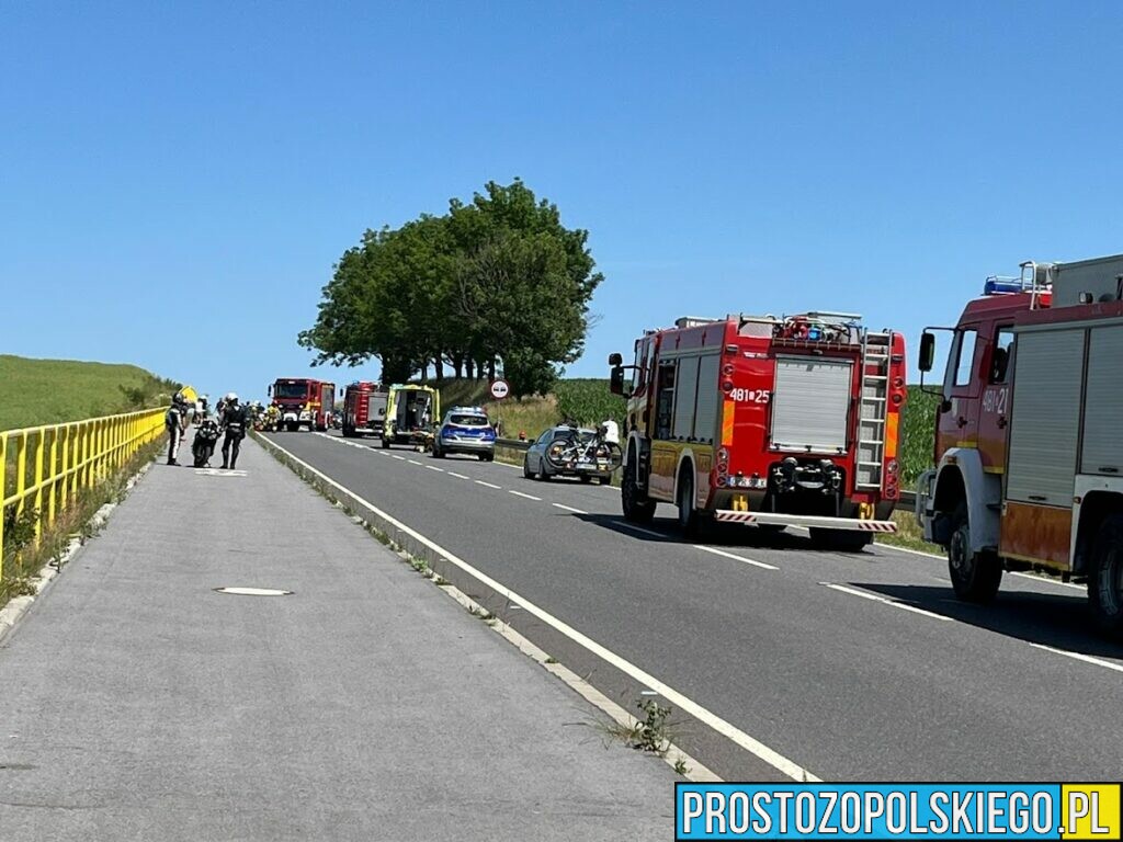 Wypadek śmiertelny motocyklisty w miejscowości Dobroszowice koło Prudnika DW414.(Zdjęcia&Wideo)