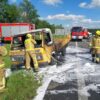 Pożar samochodu dostawczego na autostradzie A4.(Zdjęcia)