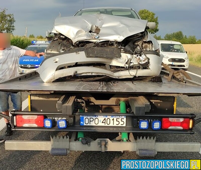 Wypadek na Dk45 w Dąbrowie na trasie Opole-Nysa. Doszło tam do zderzenie dwóch ciężarówek i bmw.(Zdjęcia)