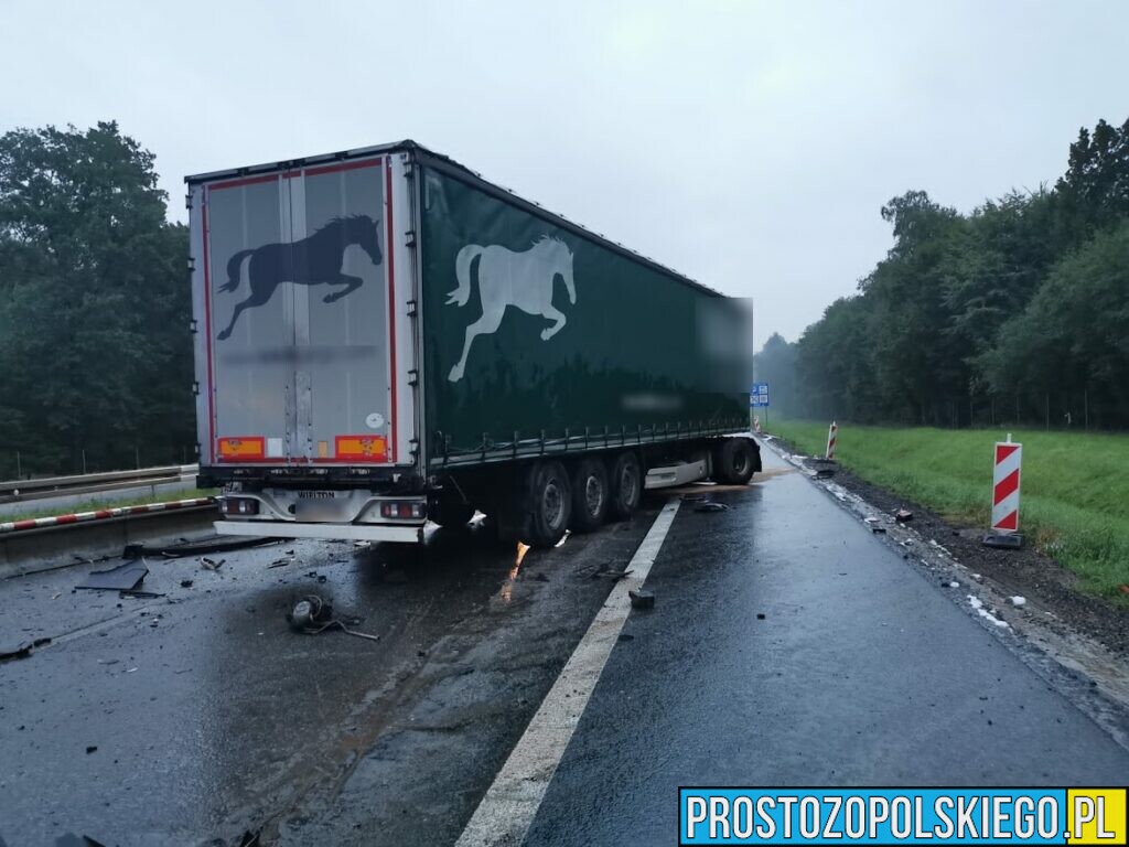 Śmiertelny wypadek na autostradzie A4.Doszło tam do zderzenia dwóch ciężarówek, które się zapaliły.(Zdjęcia)