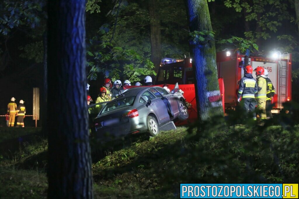 Wypadek śmiertelny w Ligocie Prószkowskiej. Kierujący autem uderzył w drzewo z którego wyleciał silnik.(Zdjęcia&Wideo)