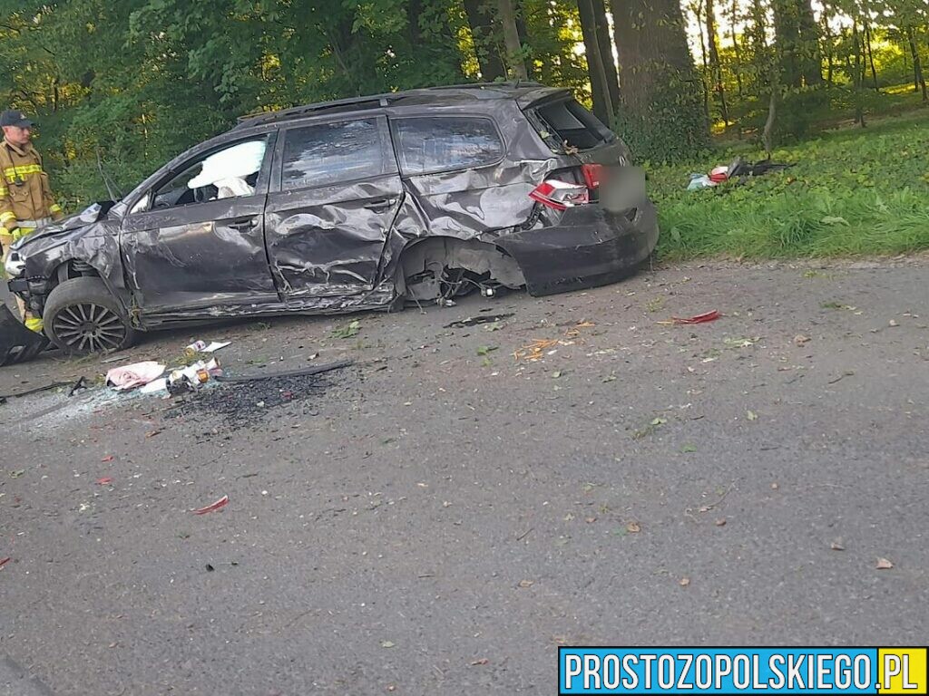 Wypadek w Prószkowie koło Opola. Kierujący autem 32-latek uderzył w drzewo mając ponad 2 promile.(Zdjęcia)