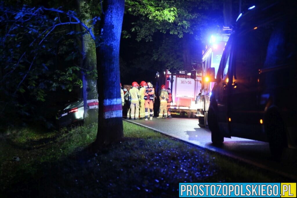 Wypadek śmiertelny w Ligocie Prószkowskiej. Kierujący autem uderzył w drzewo z którego wyleciał silnik.(Zdjęcia&Wideo)