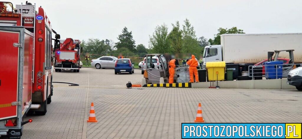 Wyciek kwasu siarkowego w jednej z firm w Opolu. (Zdjęcia)