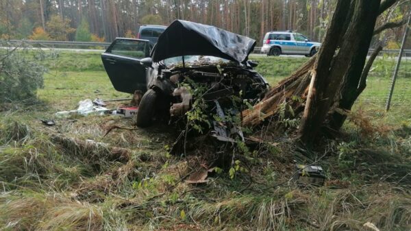 Wypadek na autostradzie A4. Kierujący autem obywatel Ukrainy