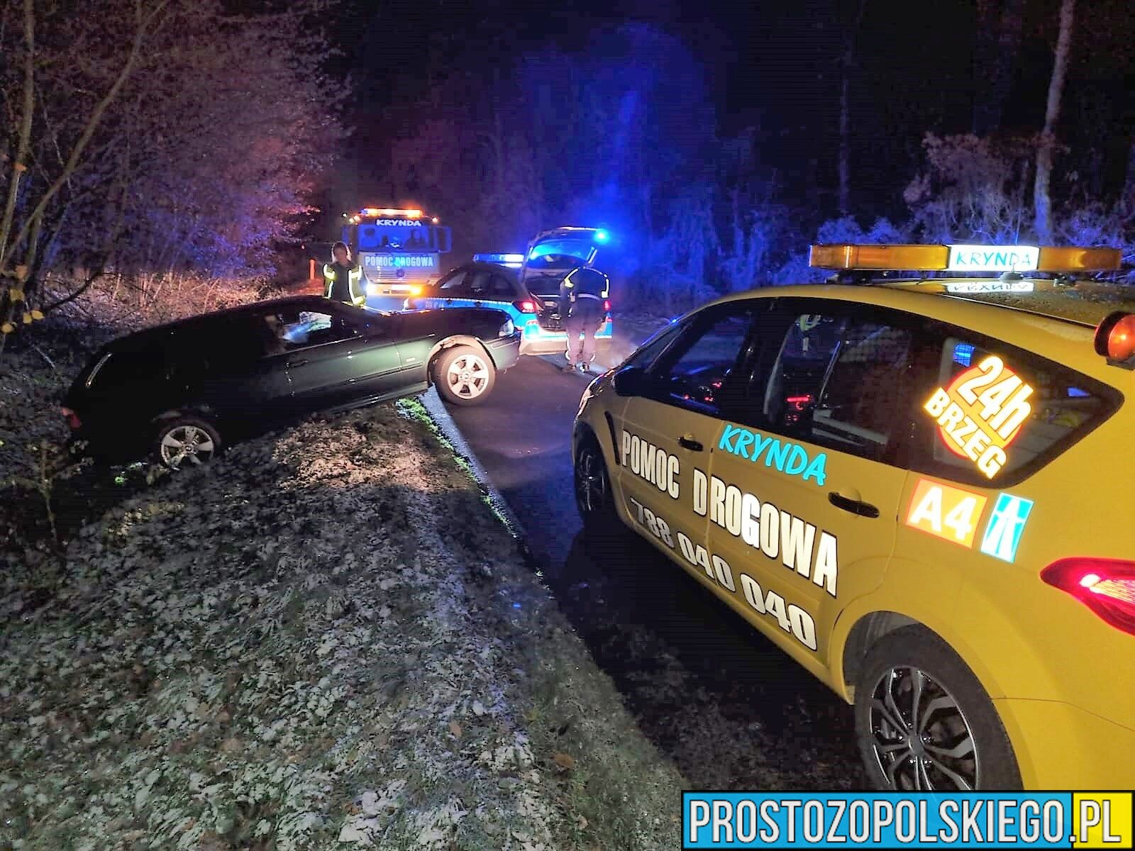 BMW wylądowało w rowie. 37-latek miał prawie 3 promile, a jego mama nie była w stanie dmuchnąć do alkosensora. (Zdjęcia)