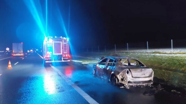 Pożar samochodu na opolskim odcinku autostrady A4.