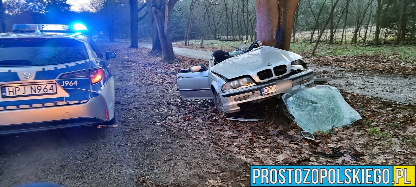 Turawa-Marszałki kierujący BMW uderzył w drzewo(Zdjęcia)