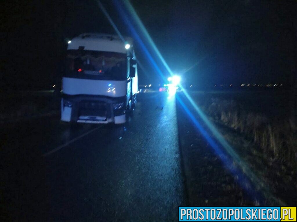 Zderzenie BMW z ciężarówką na DW451 w miejscowości Wilków koło Namysłowa. Jedna osoba nie żyję.