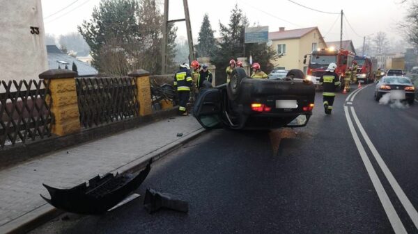 Dachowanie Audi na DK45 w Długomiłowicach.