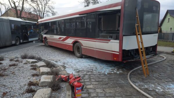 Pożar autobusu miejskiego w Kędzierzynie Koźlu.