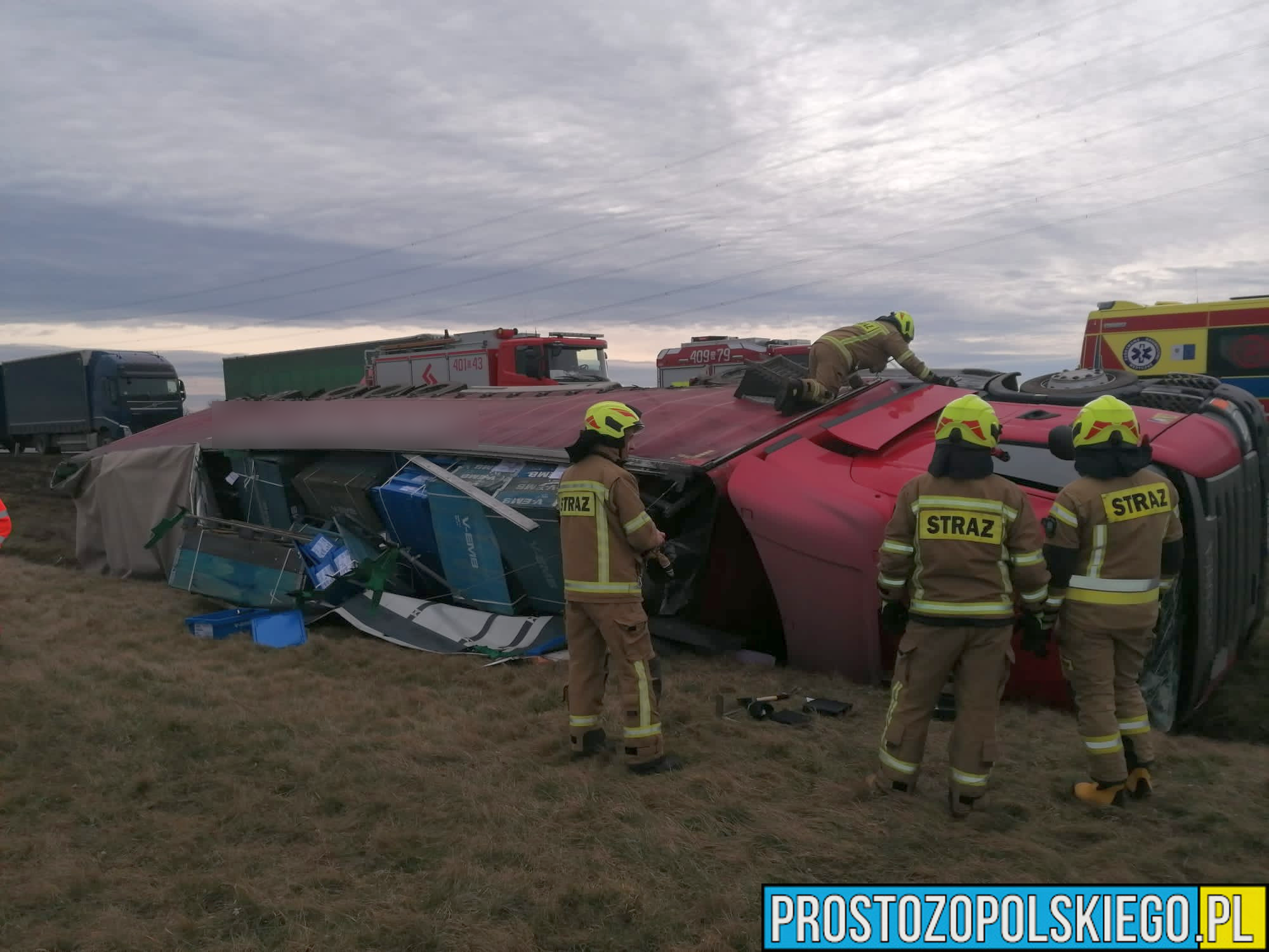 Wypadek ciężarówki na autostradzie A4. Kierowca, obywatel